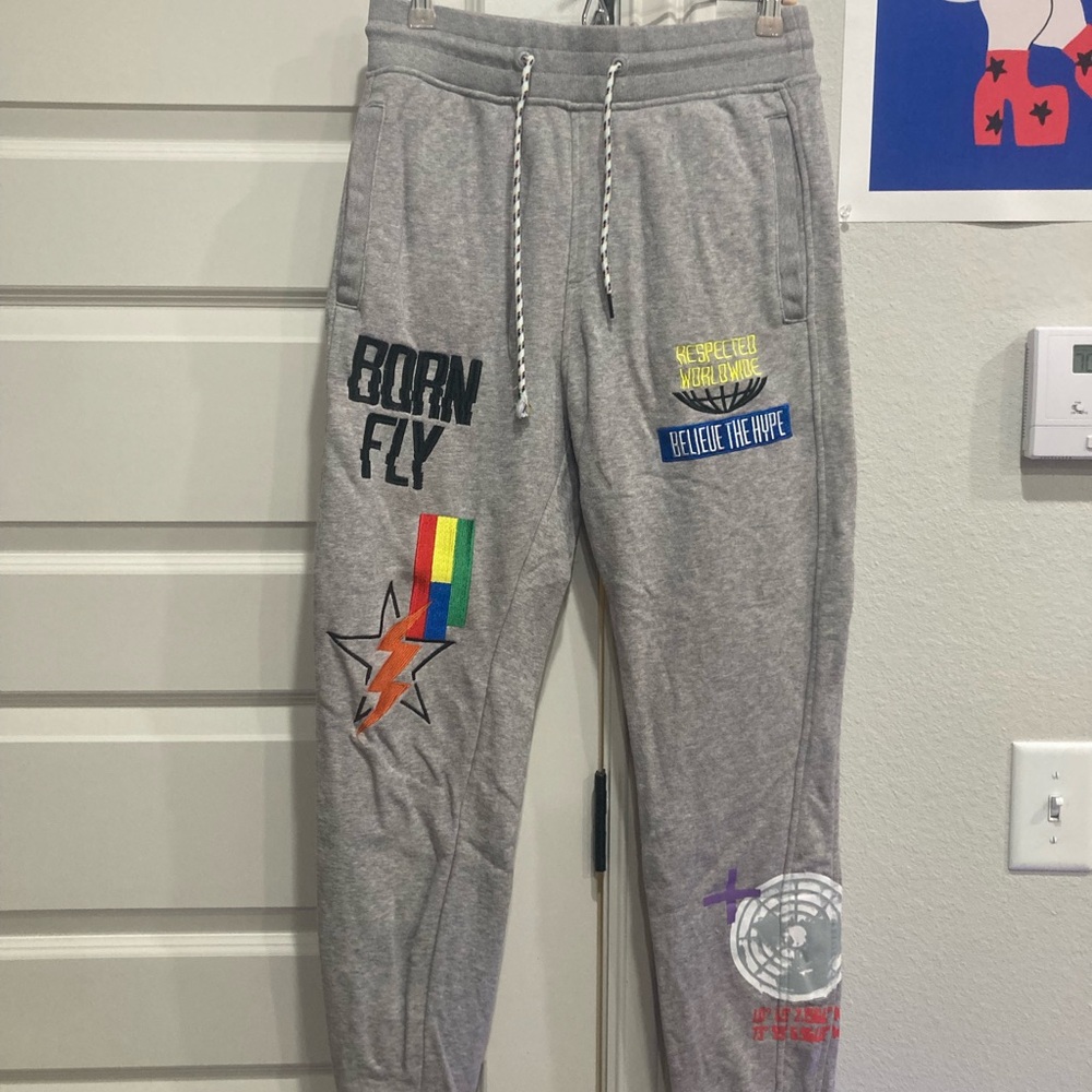 Born Fly Gray Joggers with Graphic Details
